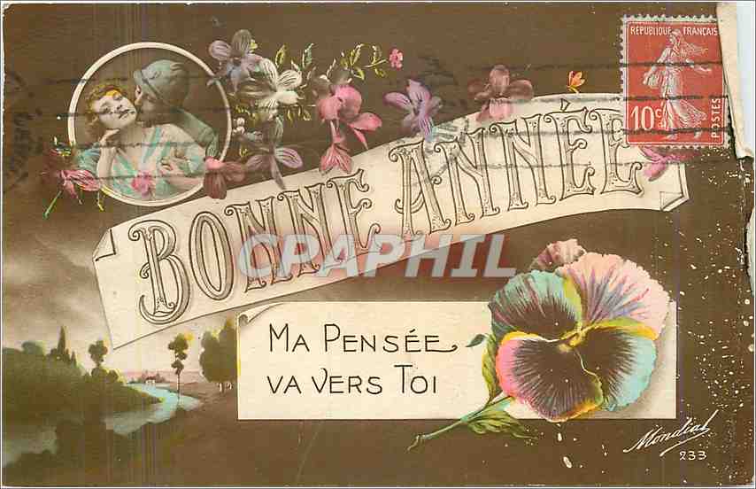 CPA Bonne Annee ma pensee va vers Toi 
