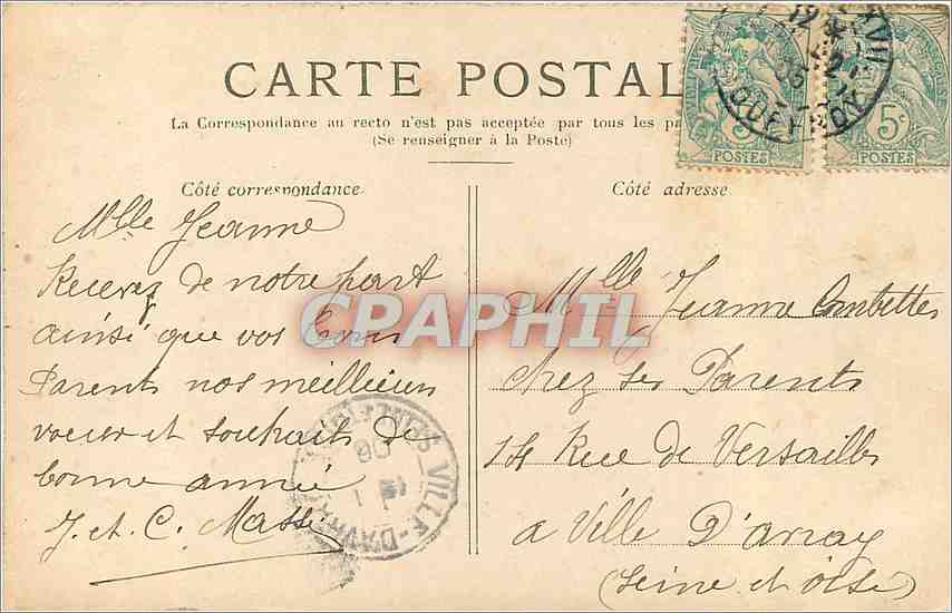 CPA Bonne Heureuse annee  — Verso