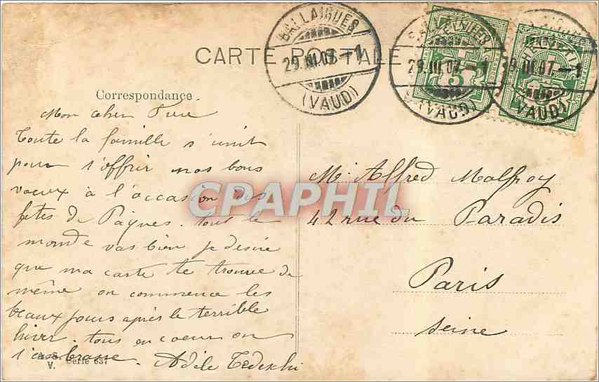 CPA 1er Avril Poissons — Verso