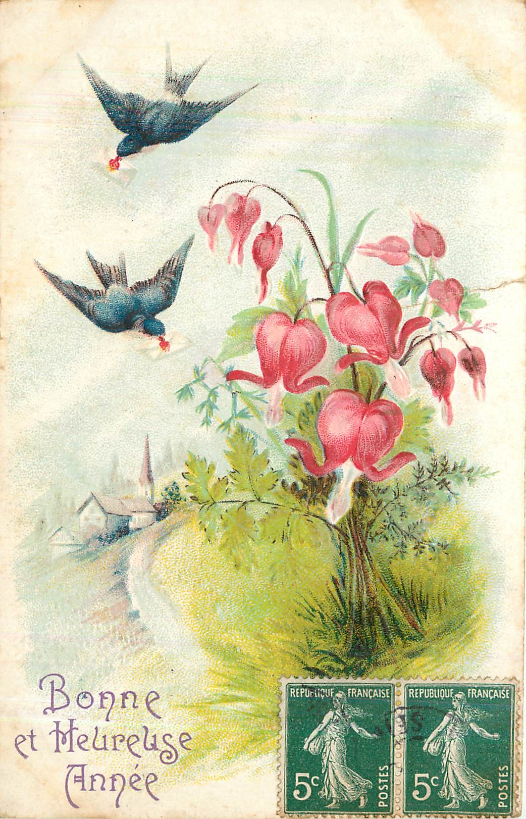 CPA Bonne et Heureuse Annee Oiseaux