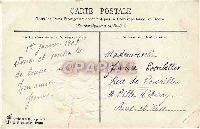 CPA Bonne et Heureuse Annee Oiseaux — Rückseite