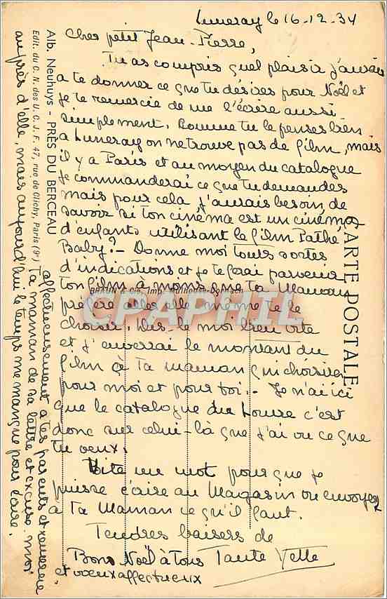 CPA Alb Neuhuys pres du Berceau  — Verso