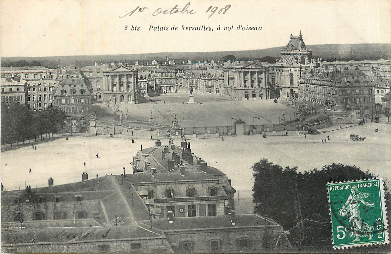 Palace of Versailles, from a bird's eye view — panoramic view — unknown publisher, n° 2 bis