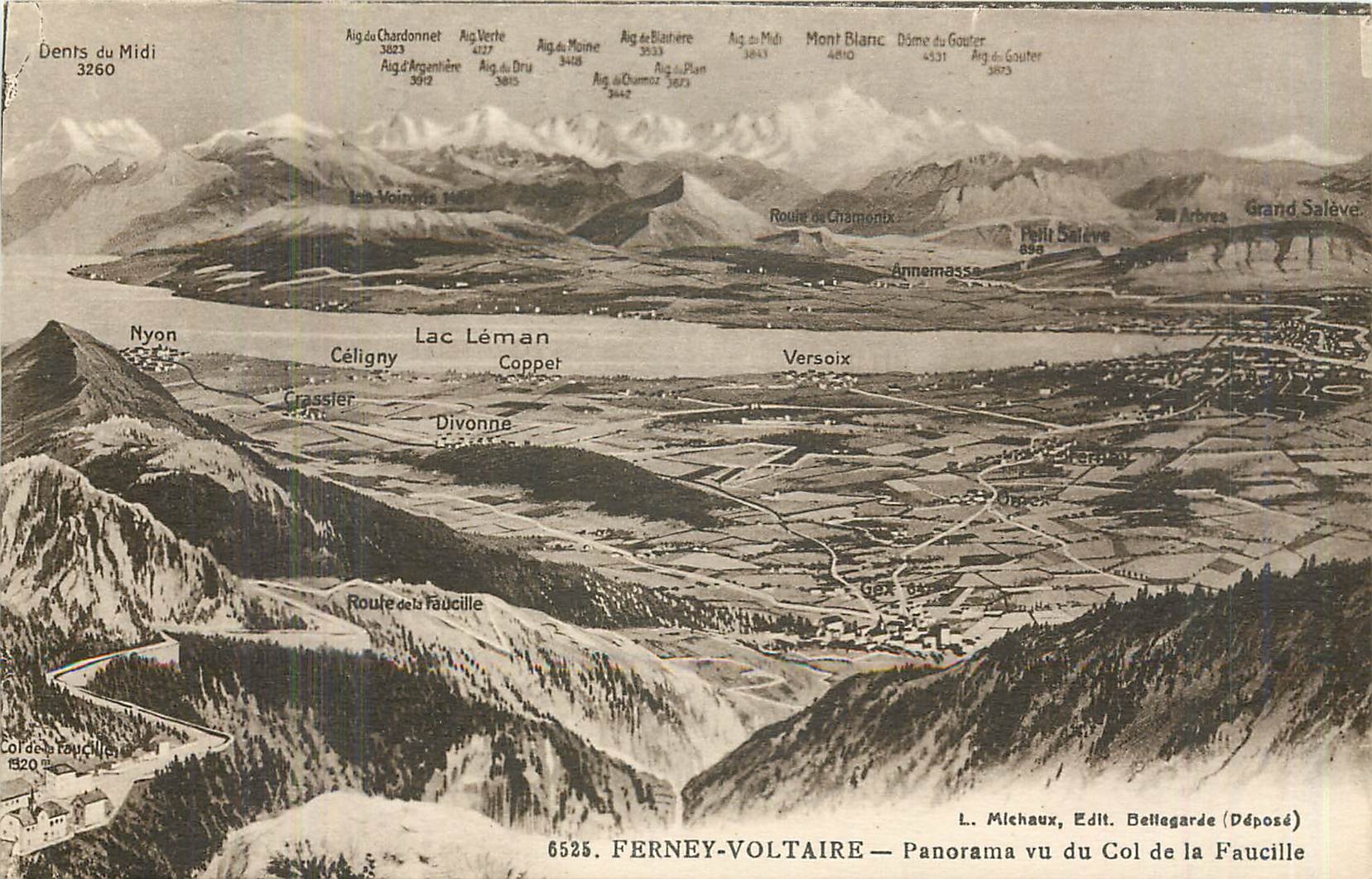 CPA Ferney Voltaire Panorama vu du col de la Faucille 