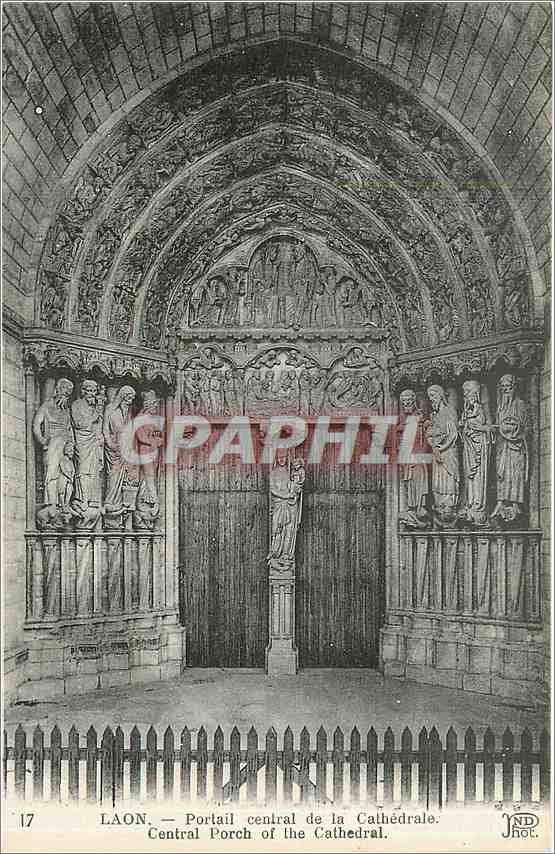 CPA Laon Portail central de la Cathedrale 
