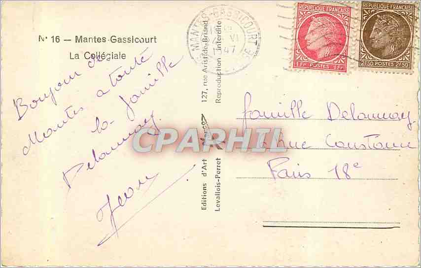 Mantes-la-Jolie — La Collégiale — Éditions d'Art Lovallois-Perret, n°16 — Rückseite