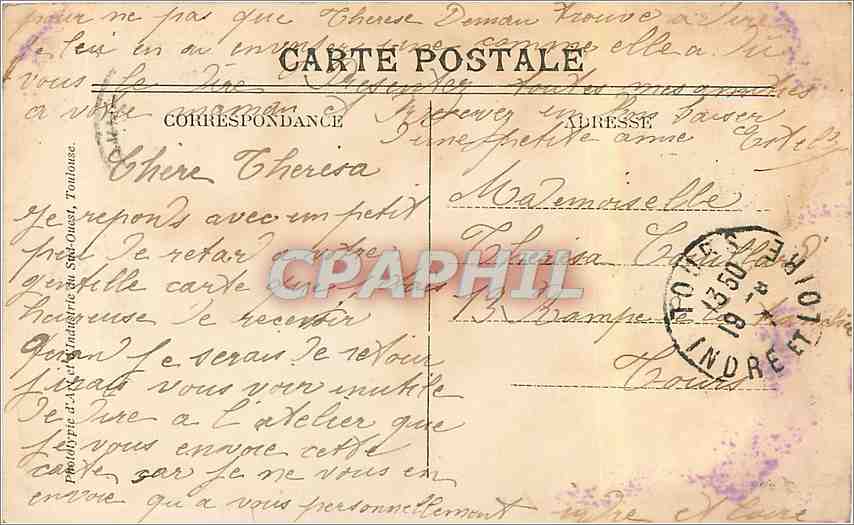 Toulouse — Pont suspendu, Hospice de la Grave — Éditeur non identifié, n° 56 — Rückseite