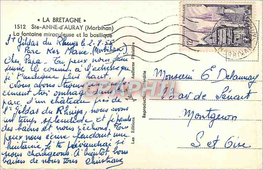 CPM La Bretagne Ste Anne d'Auray Morbihan la Fontaine miraculeuse et la basilique  — Rückseite