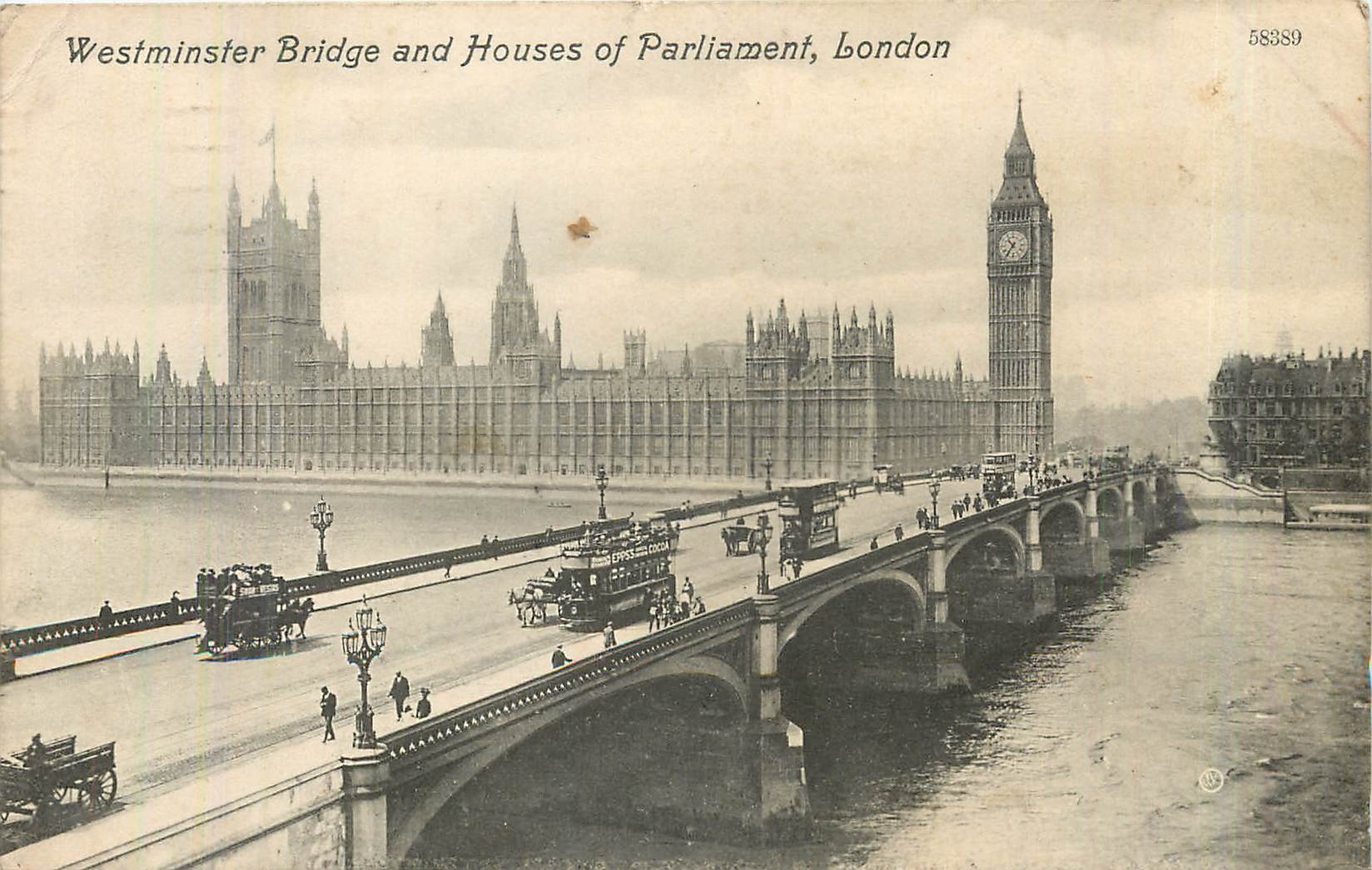 CPA Westminster Bridge and houses of Parliament London 