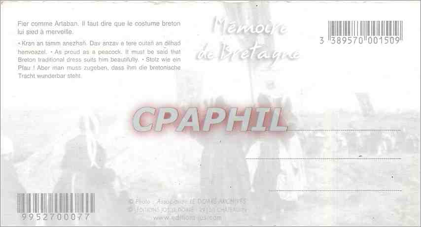 CPM Fier comme Artaban il faut dire que le costume breton lui sied a merveille  — Rückseite