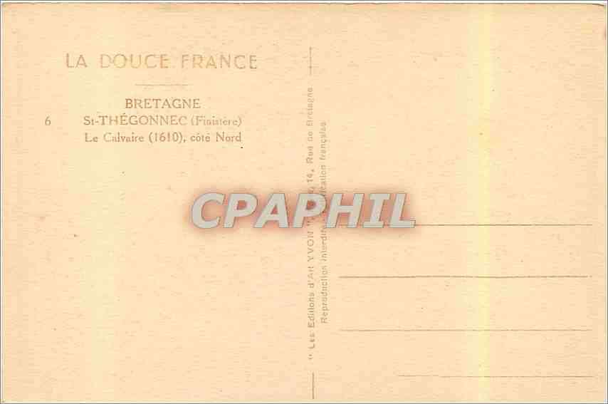 CPA Bretagne St Thegonnec finistere le Calvaire 1610 cote nord  — Rückseite