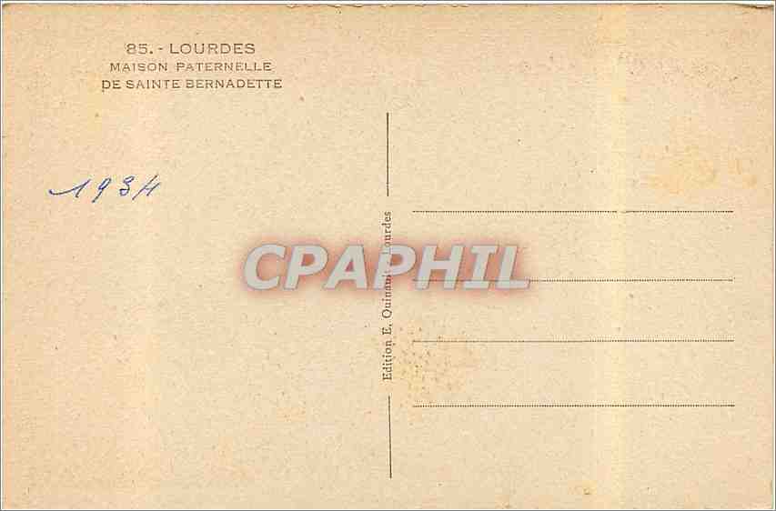 CPA Lourdes Maison Paternelle de Sainte Bernadette  — Verso