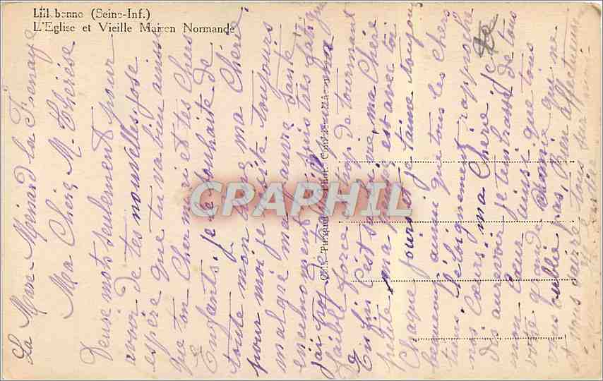 CPA Lillebonne Seine Inf l'eglise et vieille Maison Normande  — Rückseite
