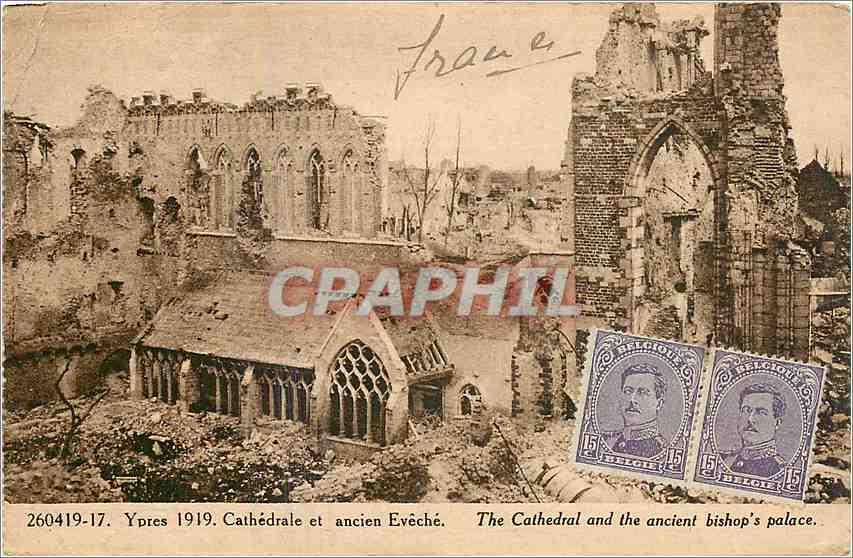 CPA Ypres 1919 Cathedrale et ancien Eveche 
