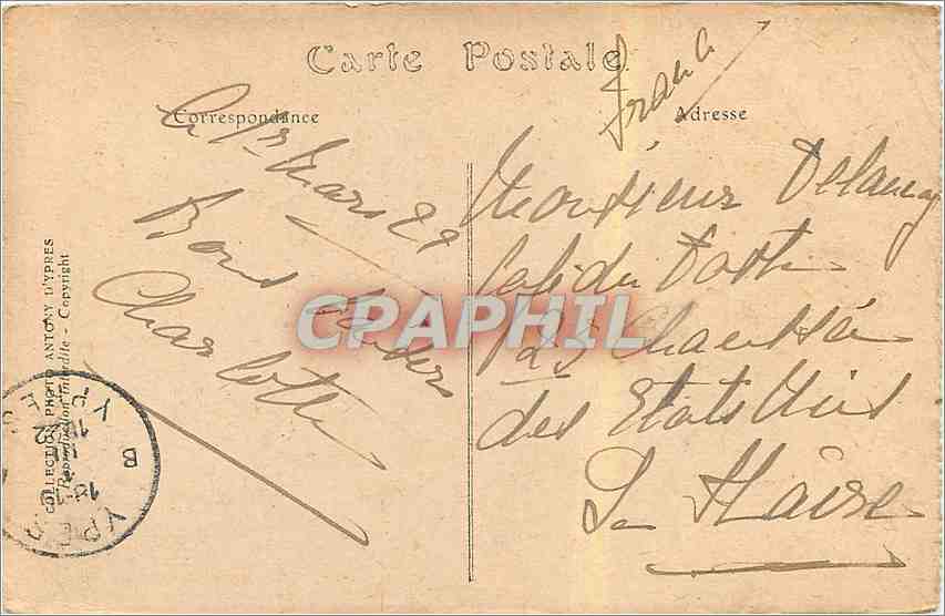 CPA Ypres 1919 Cathedrale et ancien Eveche  — Rückseite