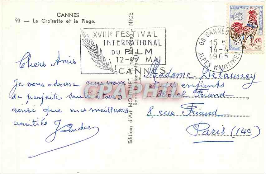 CPM Cannes la Croisette et la plage  — Verso