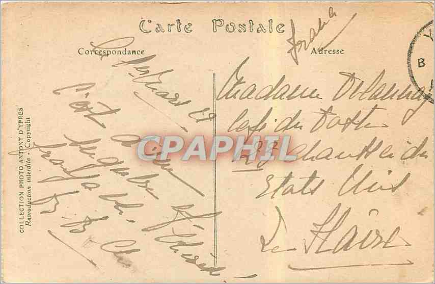 CPA Ypres 1919 Halles et cathedrale St martin cote ouest  — Rückseite