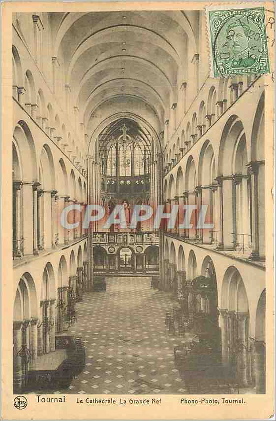 CPA Tournai la Cathedrale la Grande Nef 