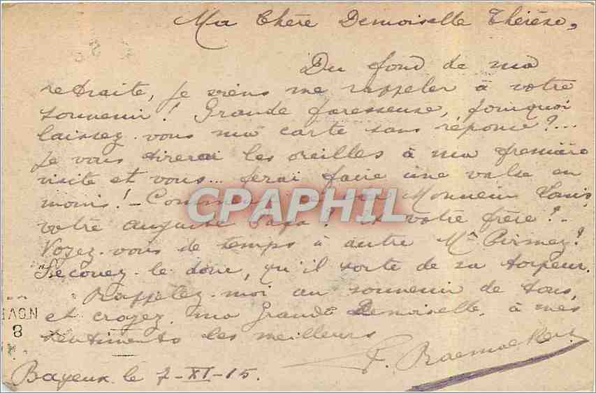 Militärische Ansichtskarte — Ausbildungszentrum für s/Leutnants der Reserve (Calvados) — Bayeux — Rückseite