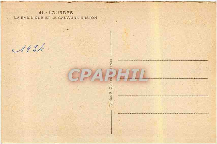 CPA Lourdes la Basilique et le Calvaire Breton  — Verso