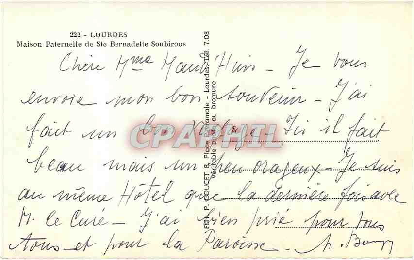 CPM Lourdes Maison paternelle de Ste Bernadette Soubirous  — Verso
