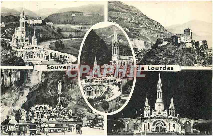 CPA Lourdes la Basilique le Chateau fort et la Grotte Miraculeuse 