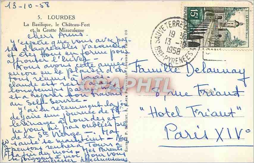 CPA Lourdes la Basilique le Chateau fort et la Grotte Miraculeuse  — Verso