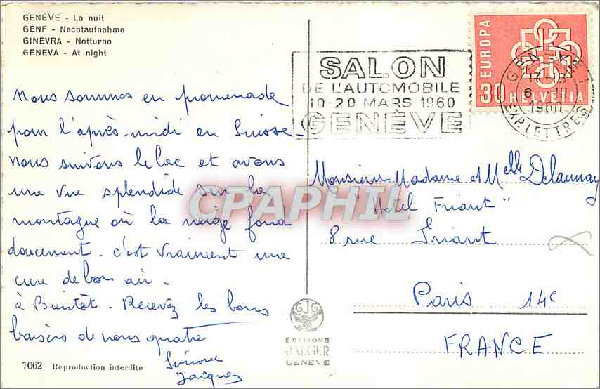 CPA Geneve la nuit  — Verso