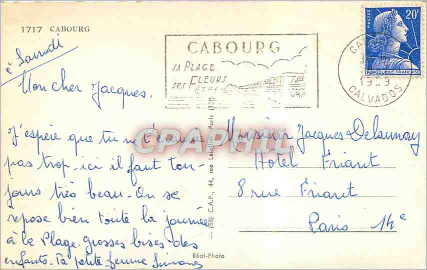 CPM Souvenir de Cabourg la digue promenade la plage Jardins du Casino la plage  — Rückseite