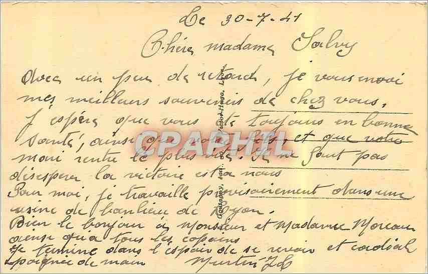 CPA Lyon place des Jacobins  — Verso