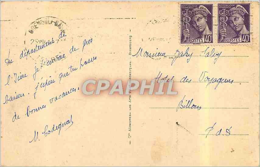 CPA Lyon Pont Lafayette et coteau de Fourviere  — Verso