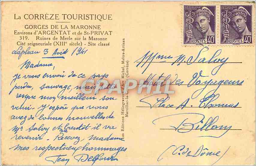 CPA La Correze Touristique Gorges de la Maronne Environs d'Argentat et de St Privat Ruines de Merle  — Back