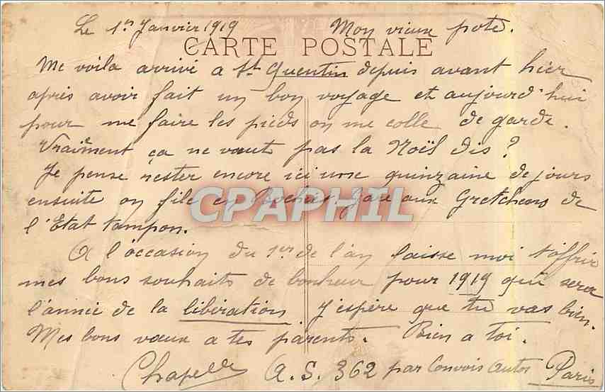 CPA A la Gloire de l'Artillerie d'Assaut Tank Militaria — Rückseite