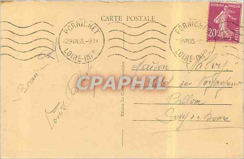 CPA Pornichet les Pins Loire Inf la Plage  — Back