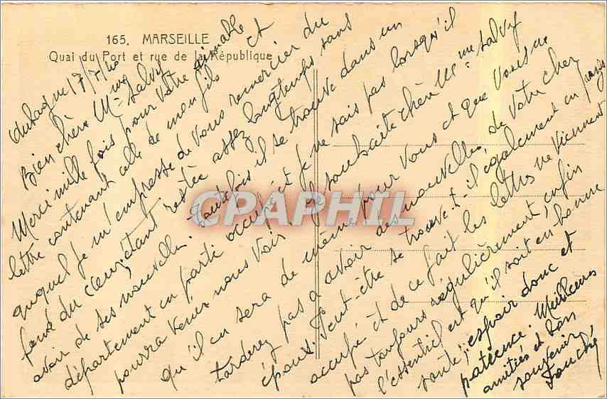 CPA Marseille Quai du Port et rue de la Republique  — Verso