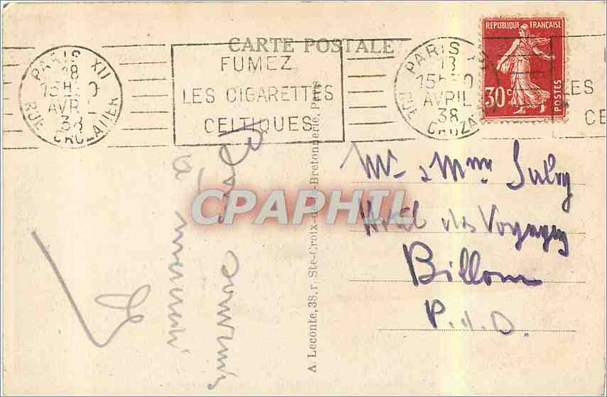 CPA Paris Conciergerie  — Rückseite