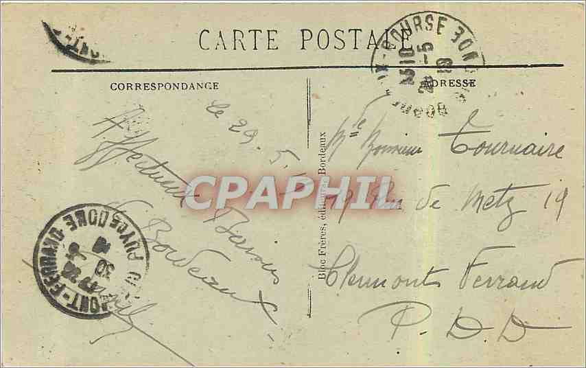 CPA Bordeaux place de la Comedie  — Verso