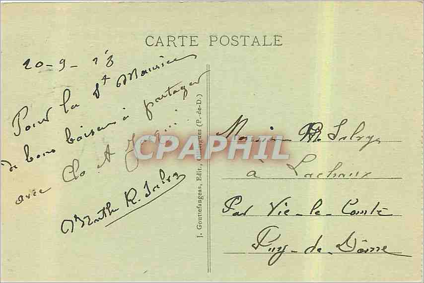 CPA Vue generale du Vieux Royat et Puy de DOme  — Rückseite