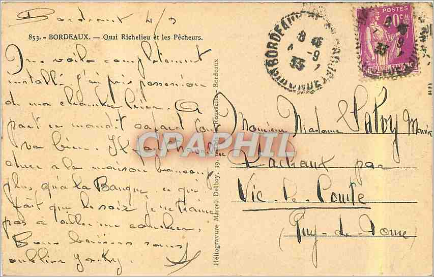 CPA Bordeaux Quai Richelieu et les Pecheurs  — Rückseite