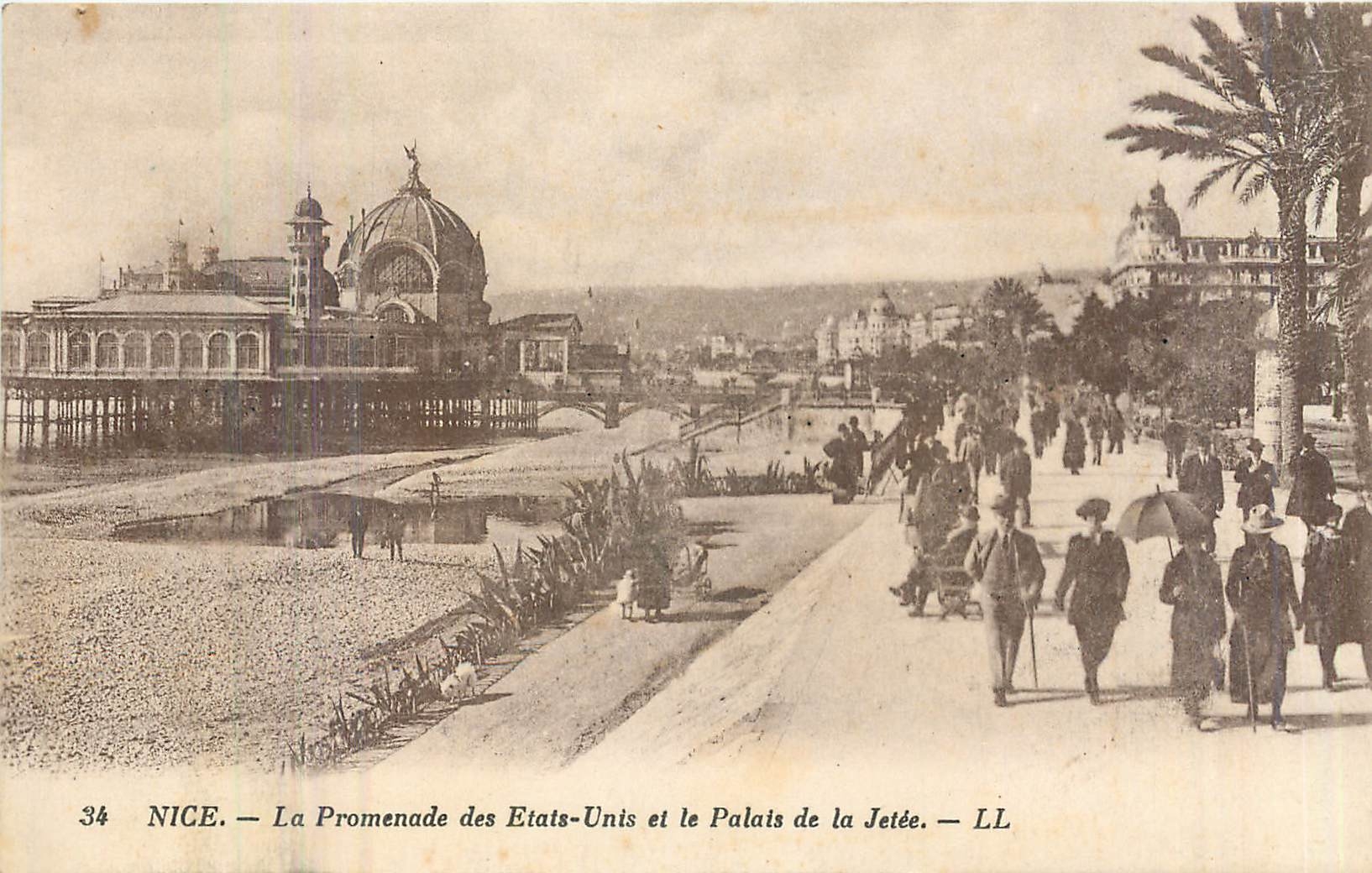 CPA Nice la promenade des Etats Unis et le Palais de la Jetee 