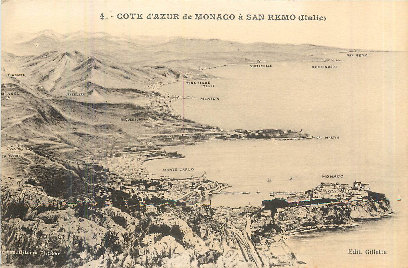 CPA Cote d'Azur de Monaco a San Remo Italie 