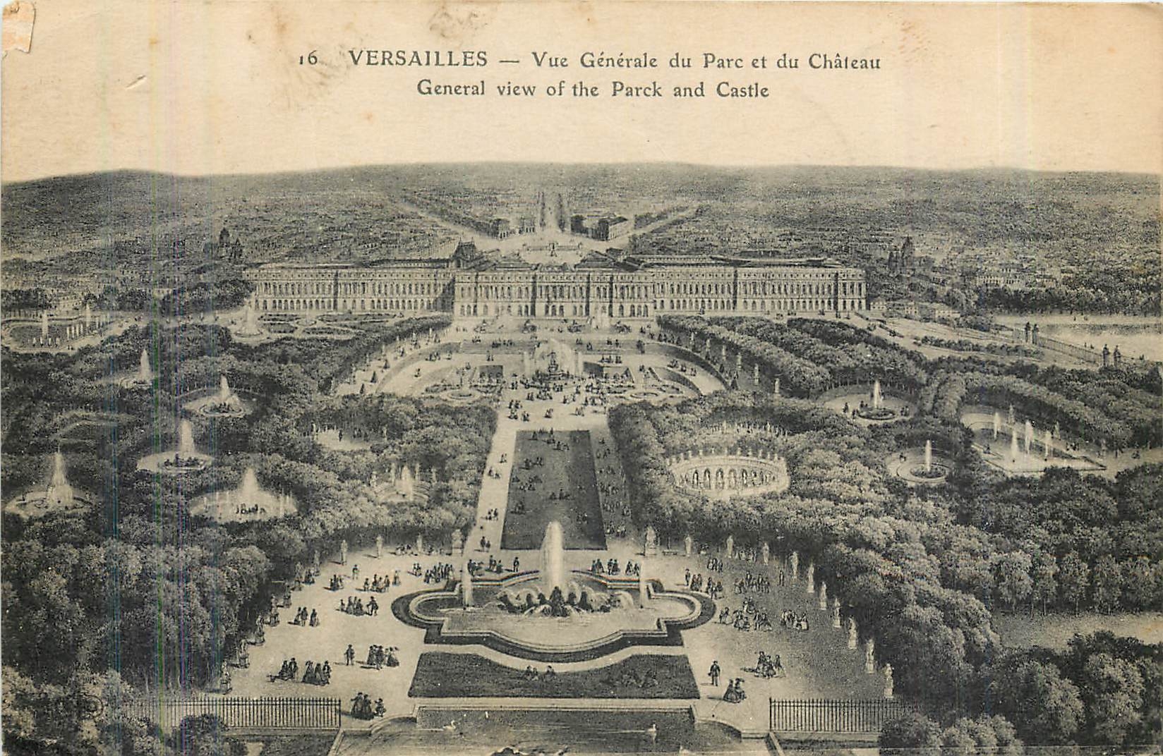 Versailles — Vue Générale du Parc et du Château — Éditeur non identifié, n° 16