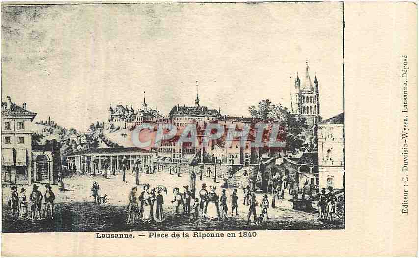 CPA Lausanne place de la Riponne en 1840 