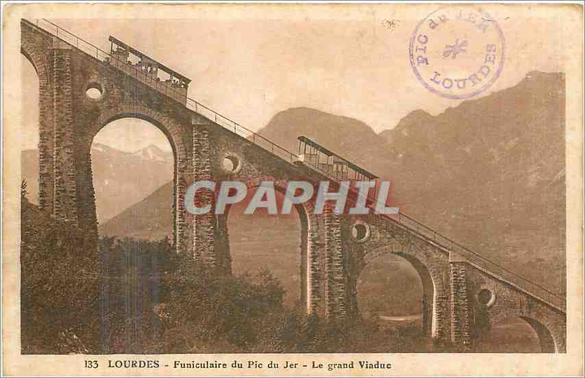 CPA Lourdes funiculaire du pic du jer le grand Viaduc 