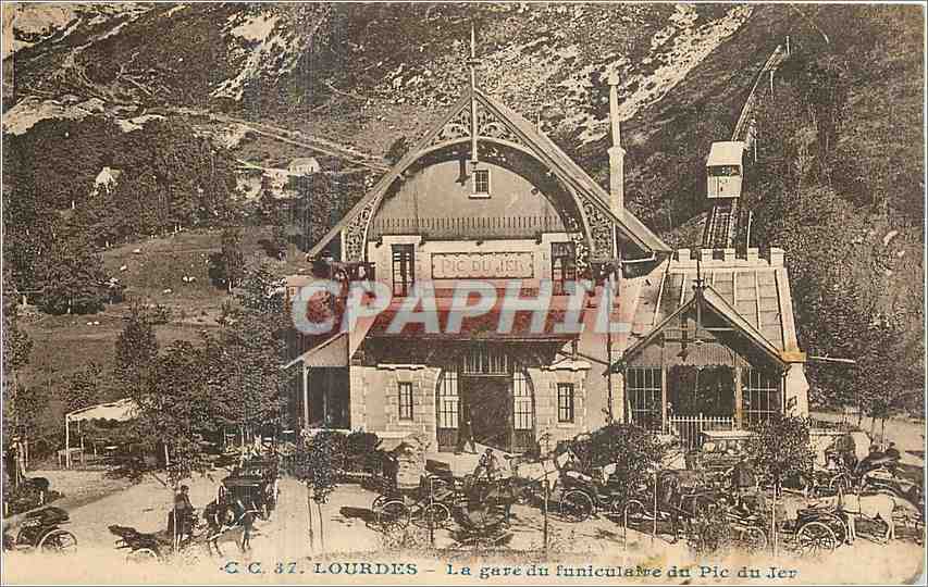 CPA Lourdes la gare du funiculaire du pic du Jer 