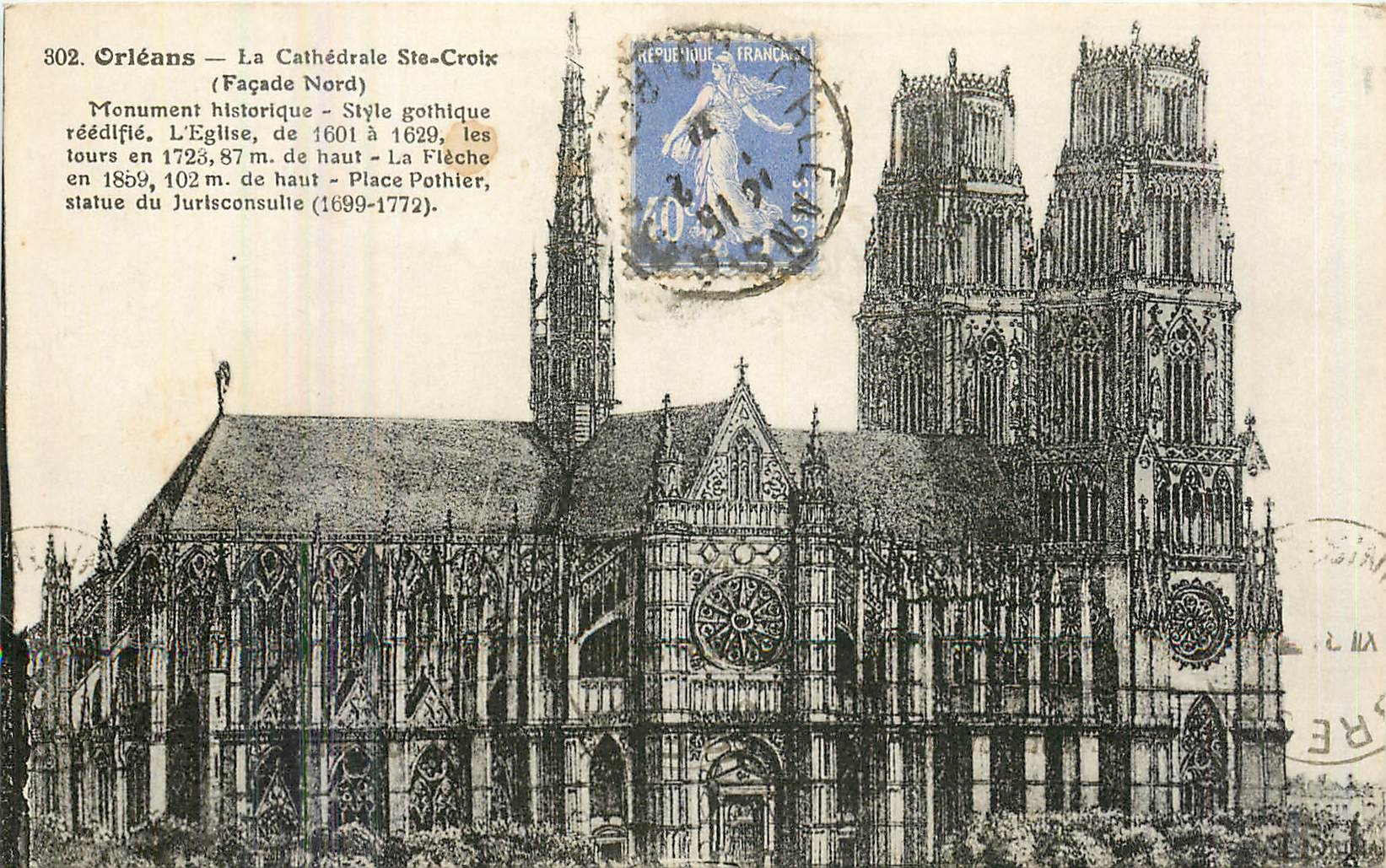 CPA Orleans la cathedrale Ste Croix facade nord monument historique style gothique 