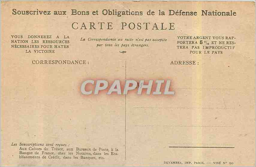 Soldat enthousiaste — Slogan patriotique — Devambes, Imp. Paris, N° 90 — Verso