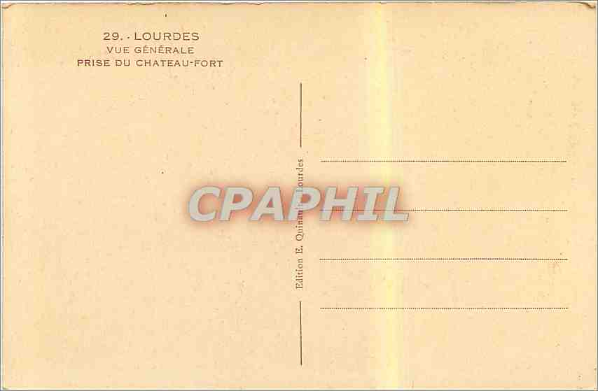 CPA Lourdes vue generale prise du chateau fort  — Verso