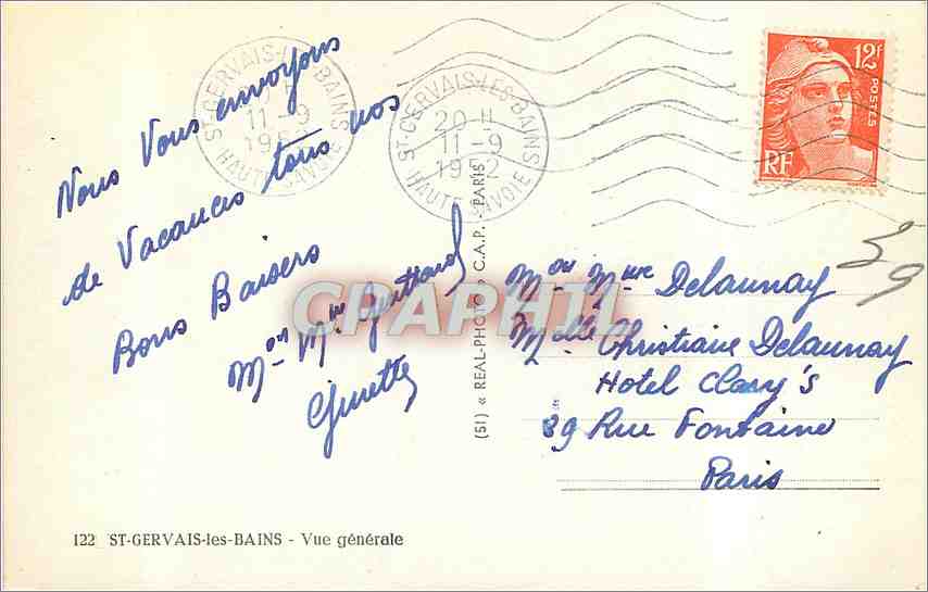 St-Gervais-les-Bains — Vue générale — REAL-PHOTO n°122 — Verso