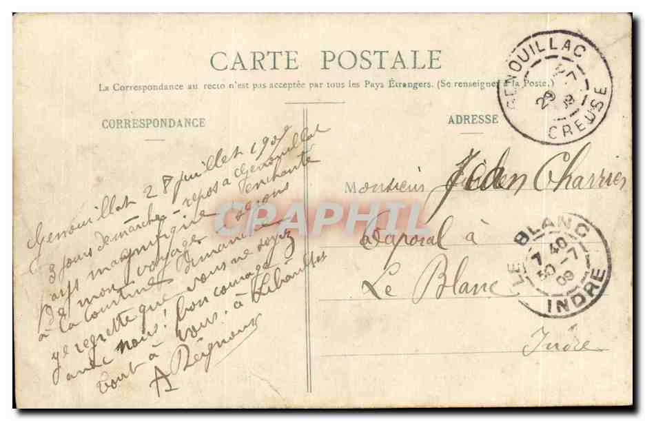 CPA Au pays creusois Pindin que mo vachas soutn tranquilas y finisse ma chaussou (boeufs enfants paysans ) TOP — Rückseite